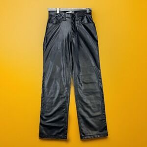 Abercrombie & Fitch Pants Sz 25/0 The 90's Straight Ultra High Rise Faux Leather